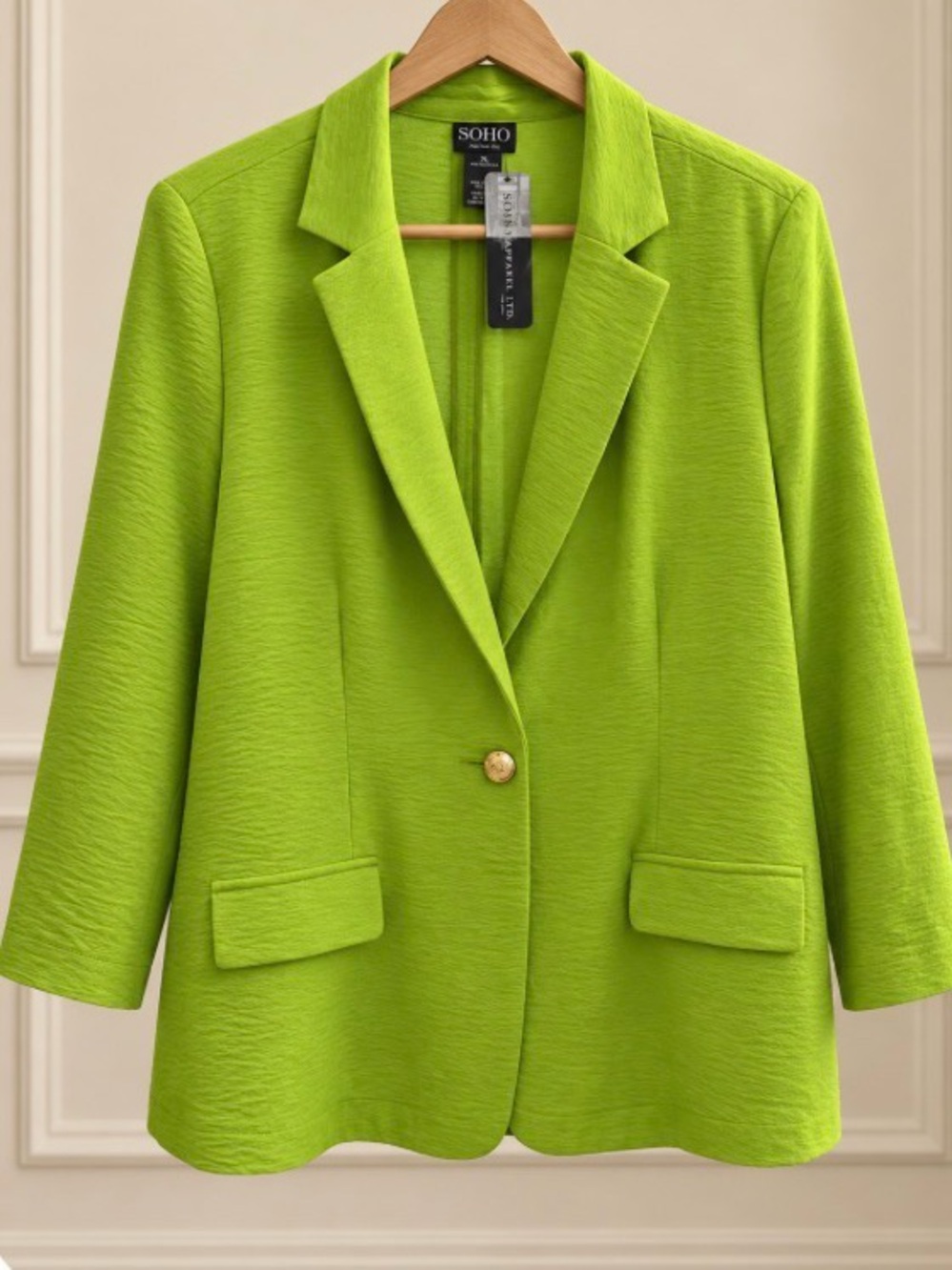 Soho Apparel Bright Lime Green Single-Button Blazer